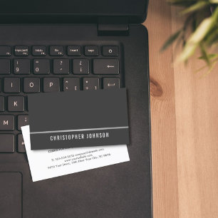 Tarjeta De Visita Falsa línea de plata gris elegante simple