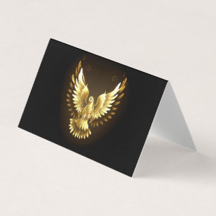Tarjeta De Visita Falsa paloma de paz del Relieve metalizado dorado 