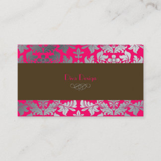 Tarjeta De Visita Falsa plata barroco damasco rosa caliente + chocol