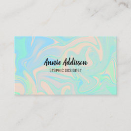 Tarjeta De Visita Falsa textura iridiscente olográfica líquida