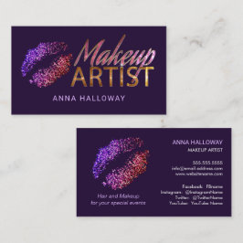 Tarjeta De Visita Falso artista de maquillaje del texto de Bling de
