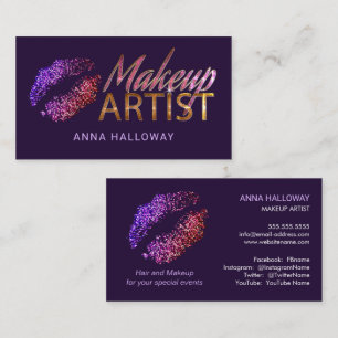 Tarjeta De Visita Falso artista de maquillaje del texto de Bling de