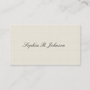 Tarjeta De Visita Falso beige elegante de lino clásico