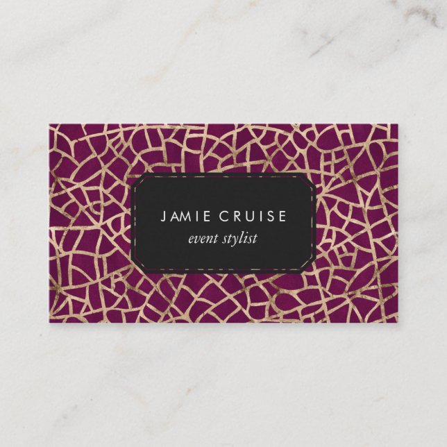 Tarjeta De Visita Falso crujido del Relieve metalizado dorado y (Anverso)