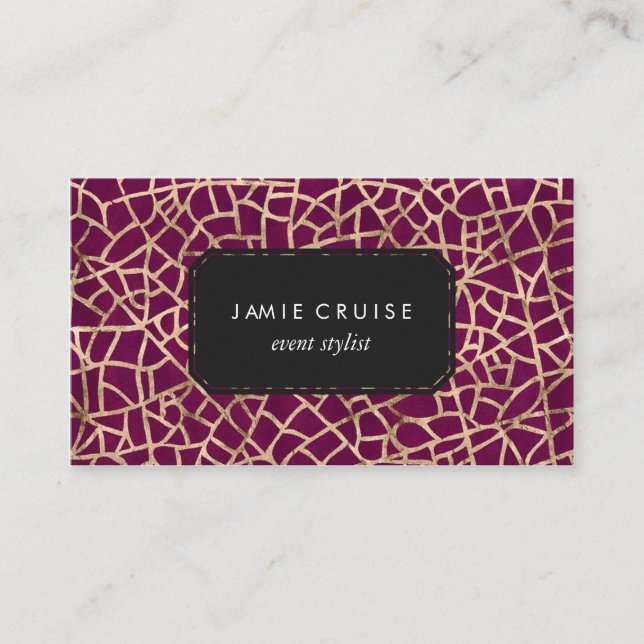 Tarjeta De Visita Falso crujido del Relieve metalizado dorado y (Anverso)