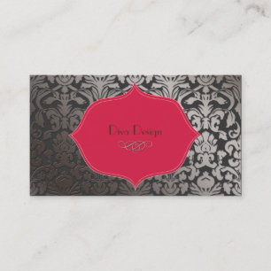 Tarjeta De Visita Falso damasco de plata de la flora de