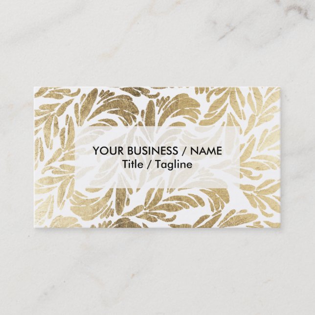 Tarjeta De Visita Falso damasco floral de encargo de lujo elegante (Anverso)