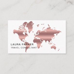 Tarjeta De Visita Falso destino color de rosa del mapa del mundo del