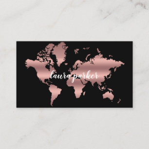 Tarjeta De Visita Falso destino color de rosa del mapa del mundo del