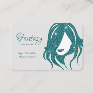 Tarjeta De Visita Falso diseño verde azulado del estilista del