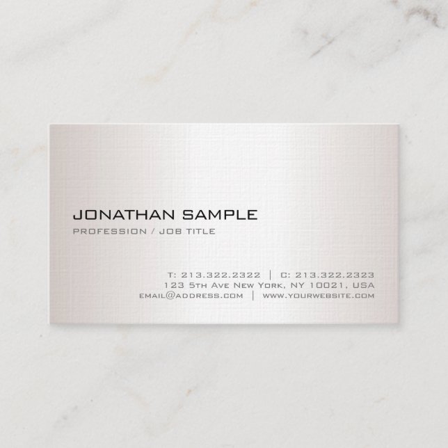 Tarjeta De Visita Falso lujo llano elegante moderno de plata de moda (Anverso)
