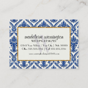 Tarjeta De Visita Falso negocio del estampado de flores del damasco