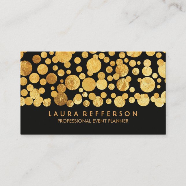 Tarjeta De Visita Falso negro del confeti del Relieve metalizado (Anverso)