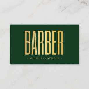 Tarjeta De Visita Falso oro y verde Salón de peluquería minimalista 