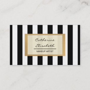Tarjeta De Visita Falso purpurina del oro, rayas negras, artista de