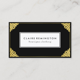 Tarjeta De Visita Falso Relieve metalizado dorado elegante del art