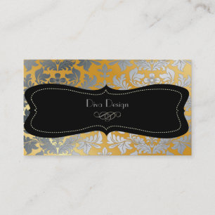 Tarjeta De Visita Falso tono barroco de plata de /black/gold del