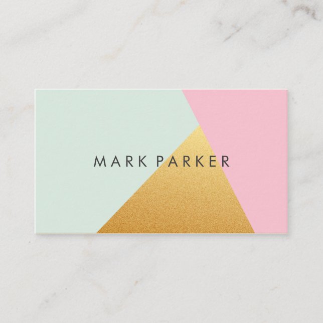 Tarjeta De Visita Falso verde moderno, bloque geométrico rosado del (Anverso)