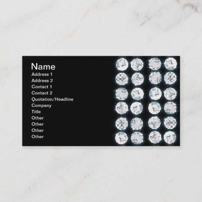 Tarjeta De Visita Falsos diamantes del negocio elegante (Anverso)