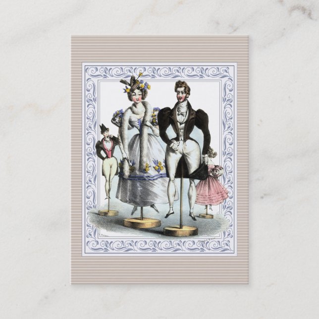 Tarjeta De Visita Familia adorable de la moda del francés del (Anverso)