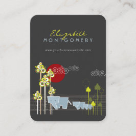 Tarjeta De Visita Familia De Elefantes Whimsical En El Bosque Y Sol 