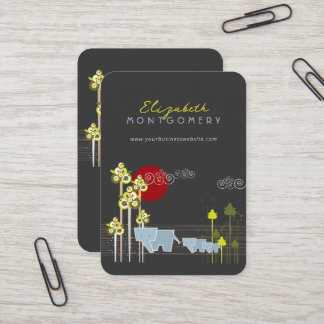 Tarjeta De Visita Familia De Elefantes Whimsical En El Bosque Y Sol 