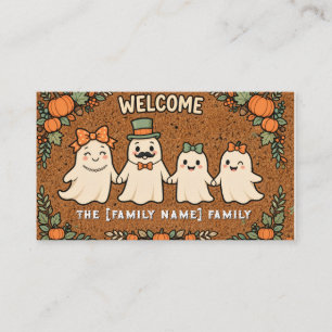 Tarjeta De Visita Familia de fantasmas lindos en felpudo de Hallowee