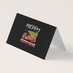 Tarjeta De Visita Familia de Navidades de bomberos de camiones ciruj