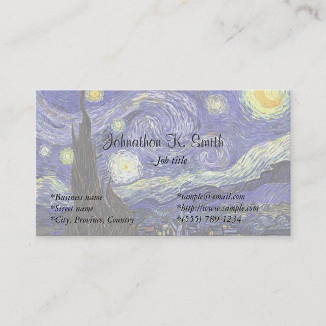 Tarjeta De Visita Famoso arte fino Starry Night (Anverso)