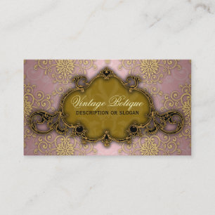 Tarjeta de visita Fancy Damask Pink and Gold Botiq