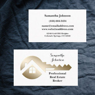 Tarjeta De Visita Fancy Gold and White Key Real Estate Card