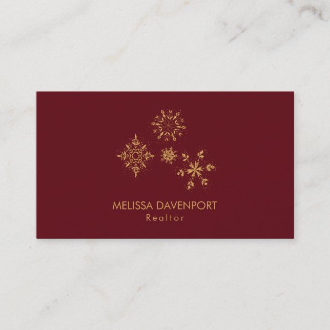 Tarjeta De Visita Fancy Golden Snowflakes (Anverso)