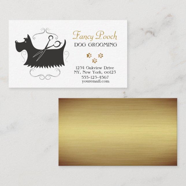 Tarjeta De Visita Fancy Luxury Mascota Dog Grooming Service (Anverso / Reverso)