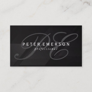 Tarjeta De Visita Fancy Monogram Sleek Black