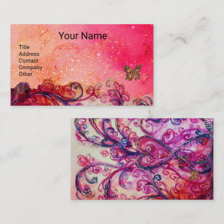 TARJETA DE VISITA FANCY PINK FLOURIZA EL CORAZÓN, MARIPOSA EN DERRAM