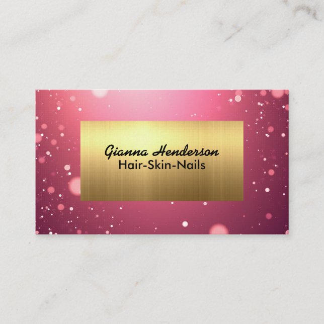 Tarjeta De Visita Fancy Pink Glitter And Gold  (Anverso)