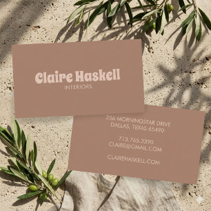 Tarjeta De Visita Fancy Script Mocha Mousse Beige Elegante Chic Mini
