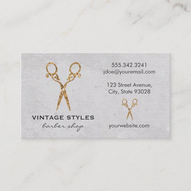 Tarjeta De Visita Fancy Shears Watercolor Barber (Anverso)