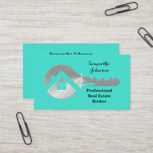 Tarjeta De Visita Fancy Silver Key Real Estate Broker Business Card