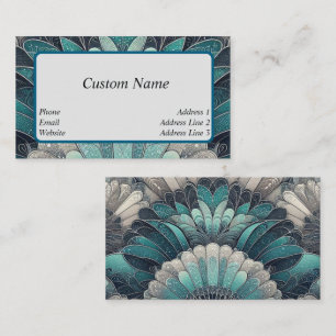 Tarjeta De Visita Fans de Art Nouveau Blue and Silver
