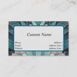 Tarjeta De Visita Fans de Art Nouveau Blue and Silver