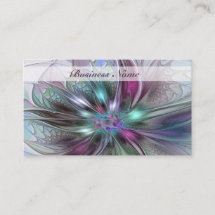 Tarjeta De Visita Fantasía abstracta moderna fractal floral colorida