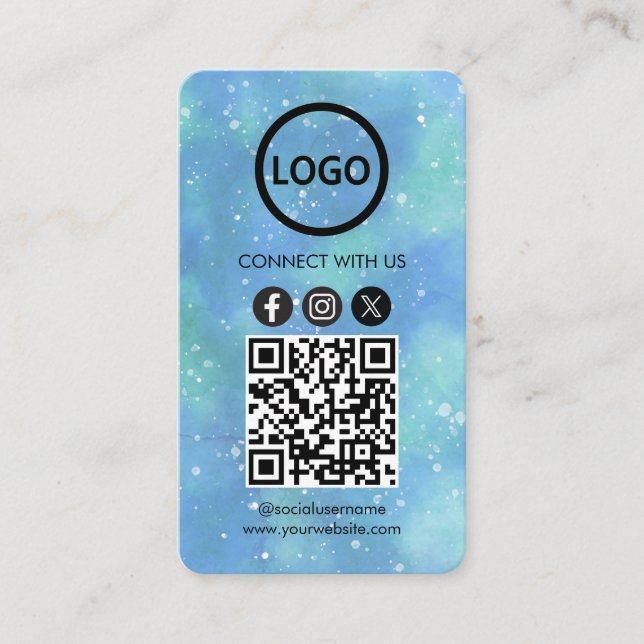 Tarjeta De Visita Fantasía acuarela azul claro Personalizados Tarjet (Anverso)