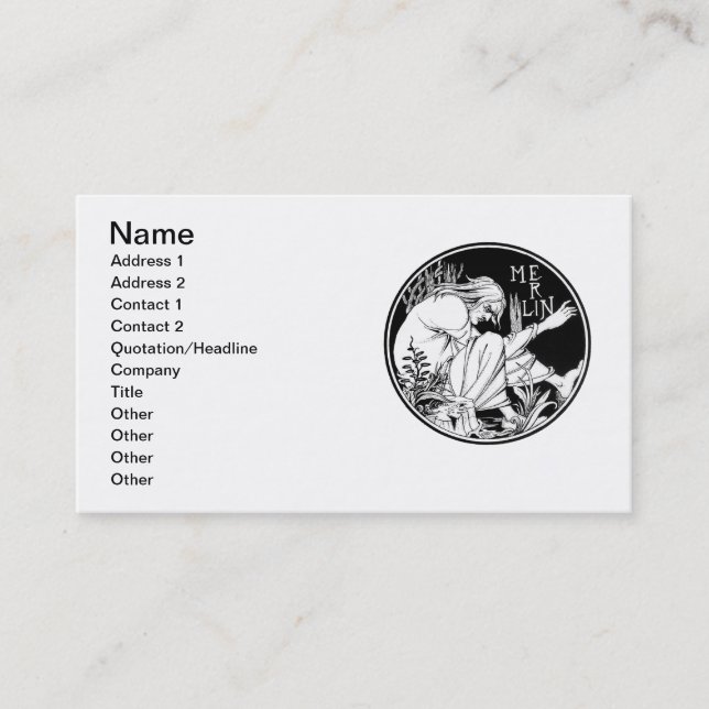 Tarjeta De Visita Fantasía Art Nouveau de Merlin (Anverso)
