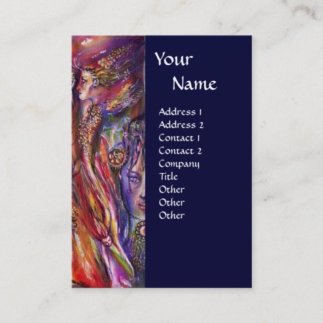 Tarjeta De Visita Fantasía azul púrpura VIVIENE Y MERLIN (Anverso)