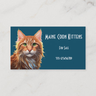 Tarjeta De Visita Fantasía Cute Maine Coon Cat, Fantasía Vintage