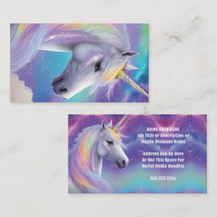 Tarjeta De Visita Fantasia de Aurora Boreal Arcoíris Unicornio Brill