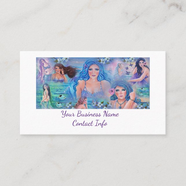Tarjeta De Visita Fantasía de collage de sirenas por Renee Lavoie (Anverso)