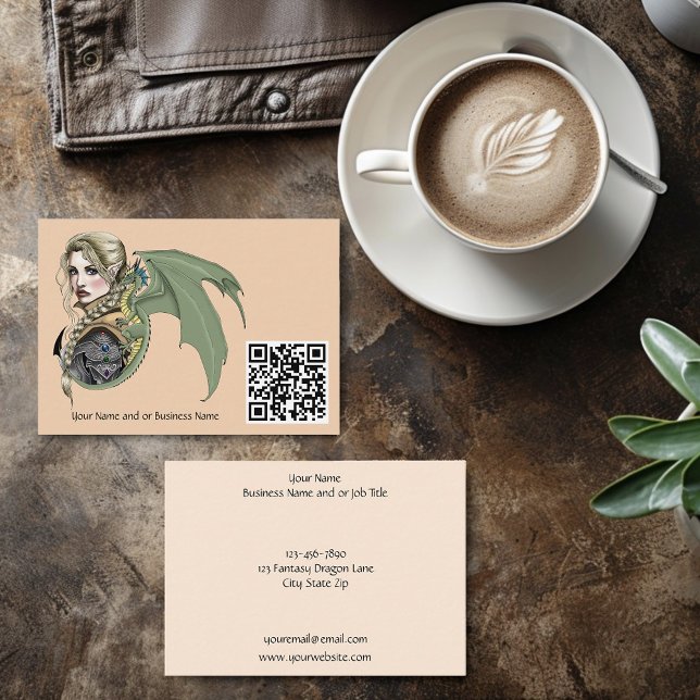 Tarjeta De Visita Fantasía de Elf Warrior Dragon (Subido por el creador)