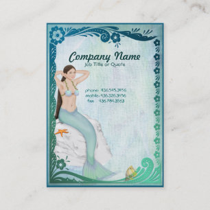 Tarjeta De Visita Fantasía de la sirena verde del mar